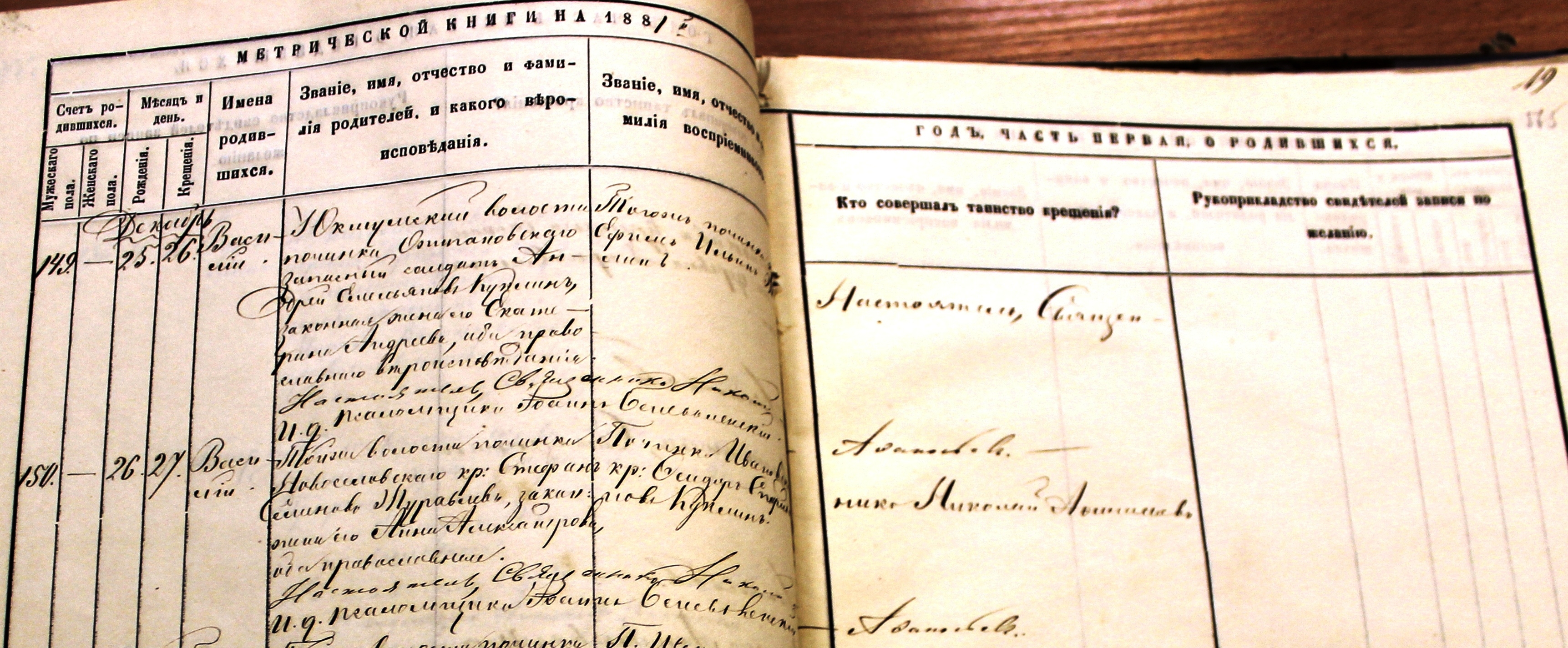Запись в метрической книге Николаевской церкви села Нежнур о рождении 26 декабря и крещении  27 декабря 1881 г.